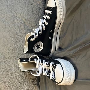 High top black platform converse